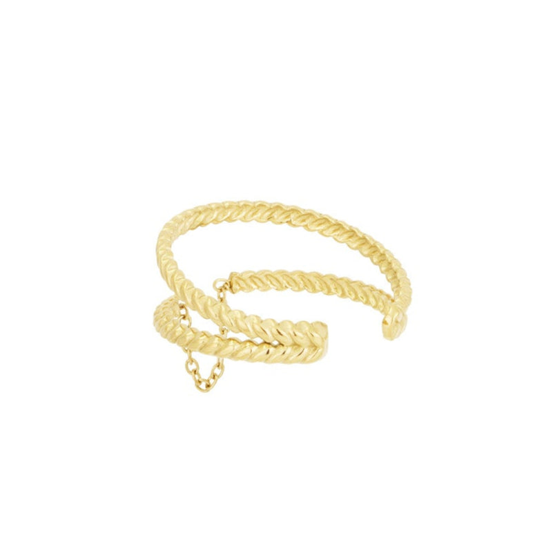 Dubbel guldring i kirurgiskt stål med PVD plätering - Ring med justerbar storlek och kedja