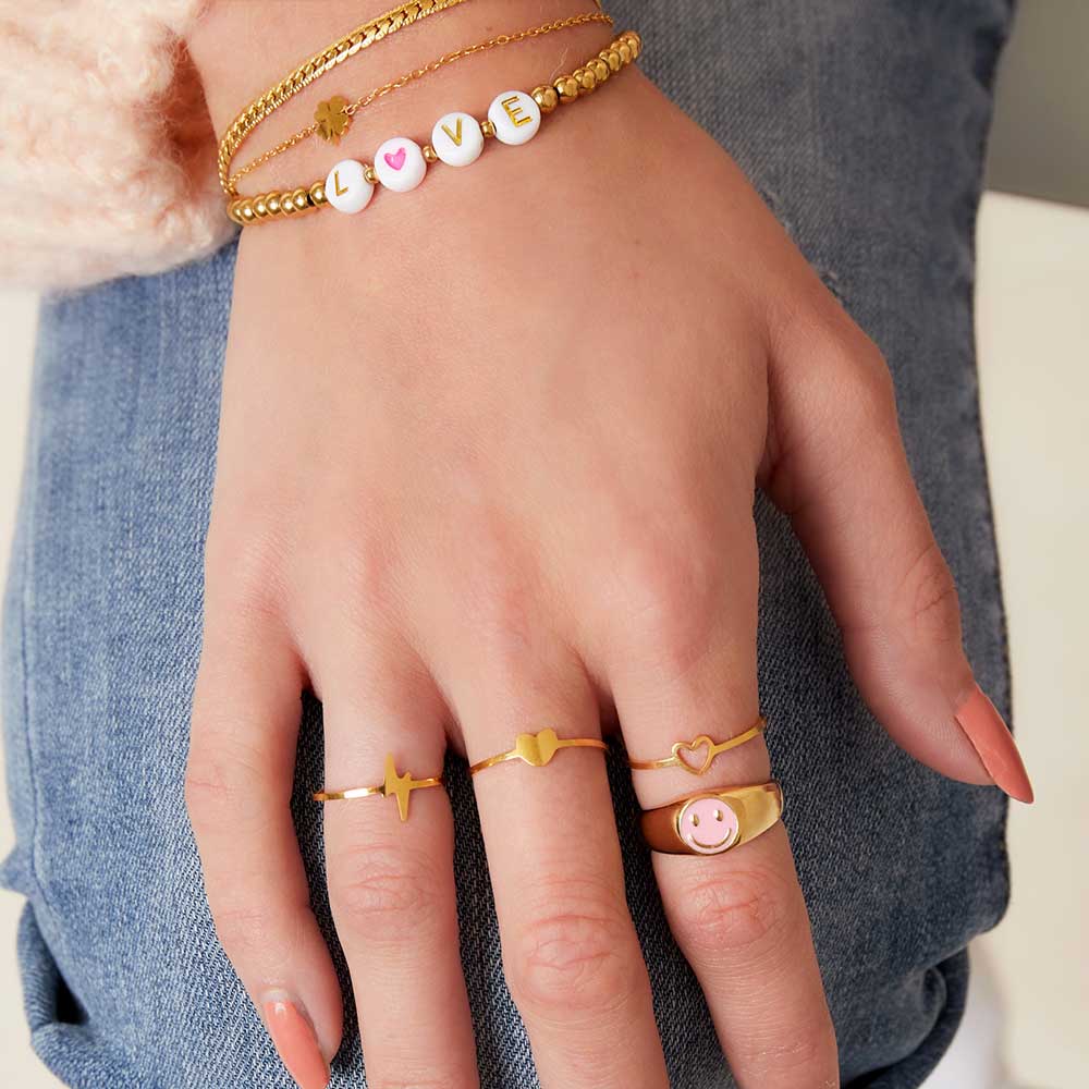 Silverring i kirurgiskt stål - Tunn ring med justerbar storlek - Blixt