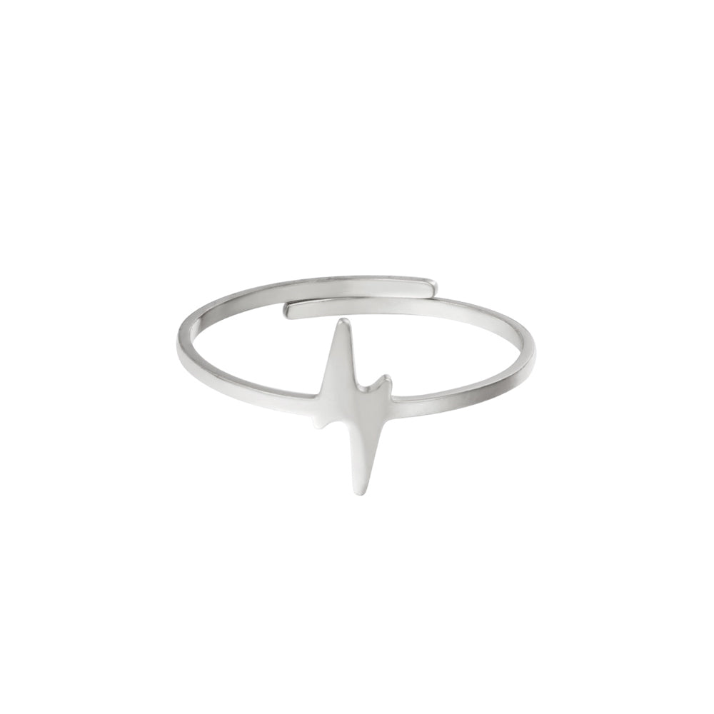 Silverring i kirurgiskt stål - Tunn ring med justerbar storlek - Blixt