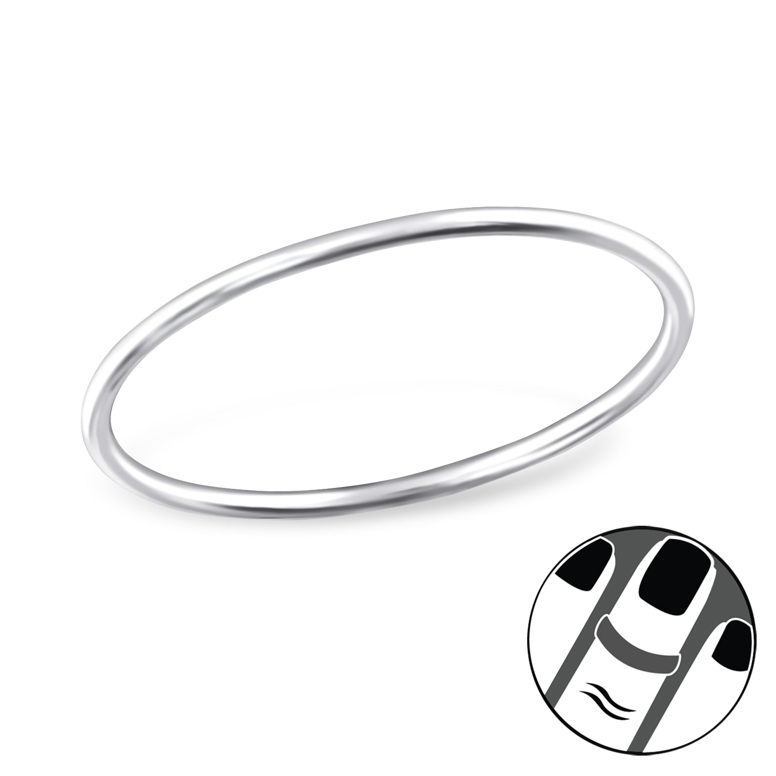 Midi Fingertoppsring - Enkel Silver Ring