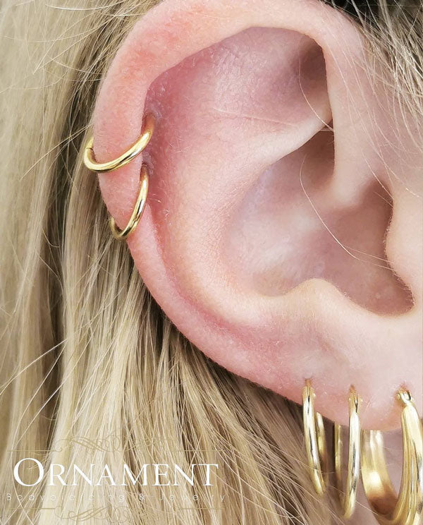 18k Äkta guld - Guldring till piercing - Slät clicker ring