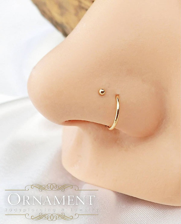 18k Äkta guld - Guldring till piercing - Slät clicker ring