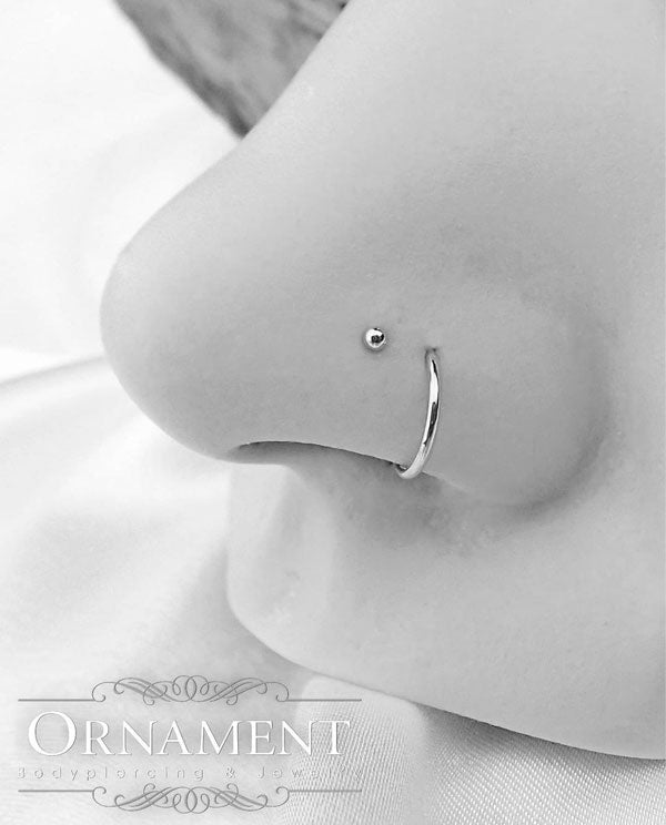 Silvrig slät segment ring - Clicker - Piercingsmycke