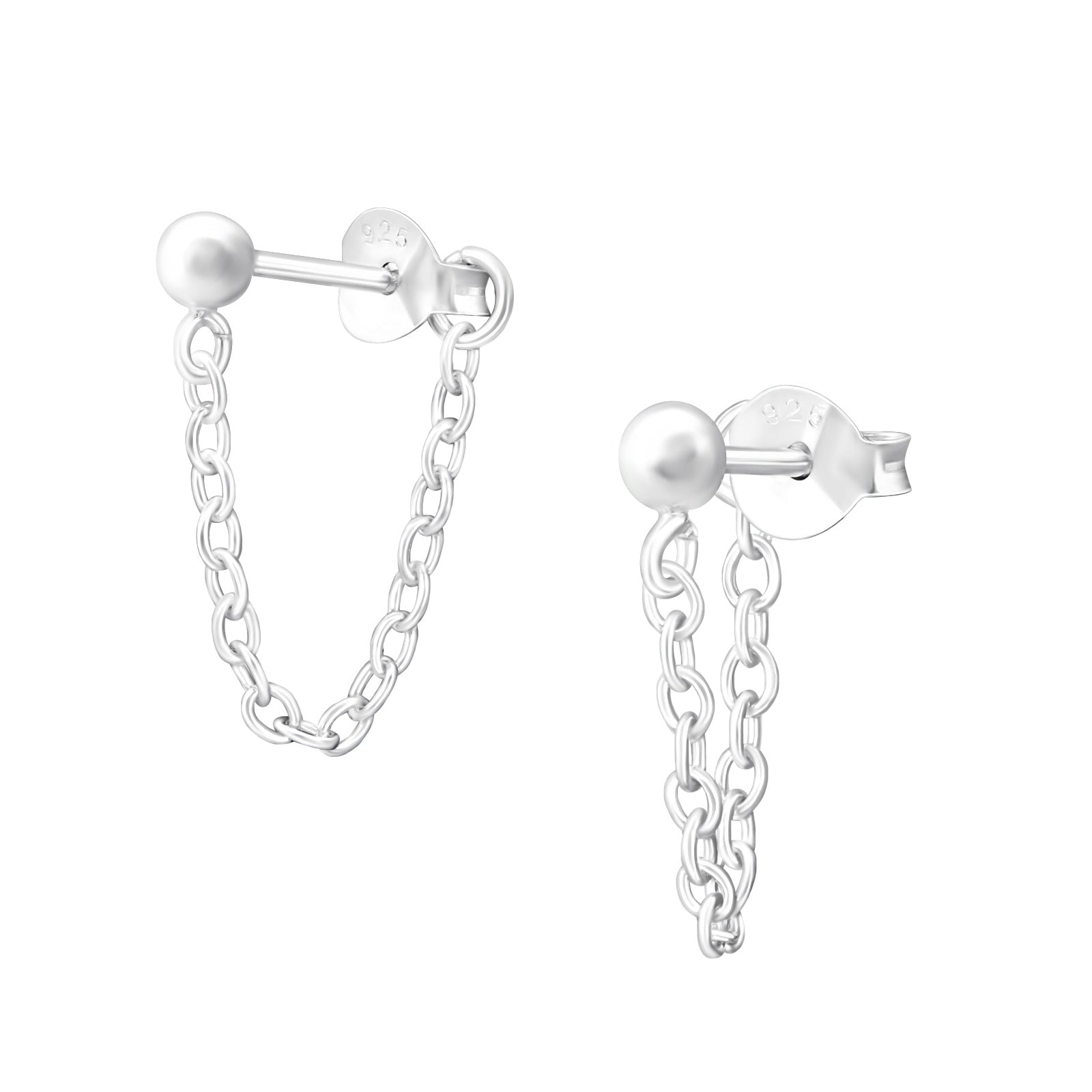 Örhängen med kedjor - Ear studs i äkta silver