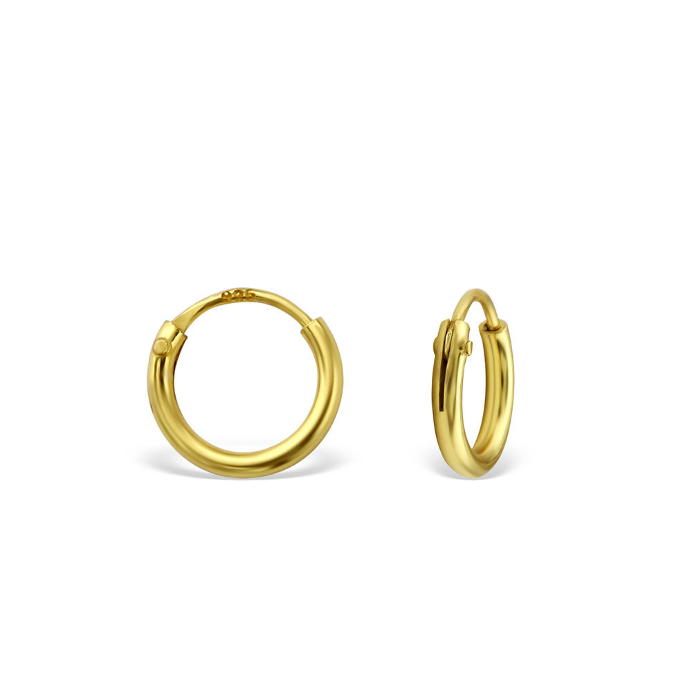 8 mm tunna guldringar - Släta hoops - Creoler ringar i 18k guldpläterat äkta silver