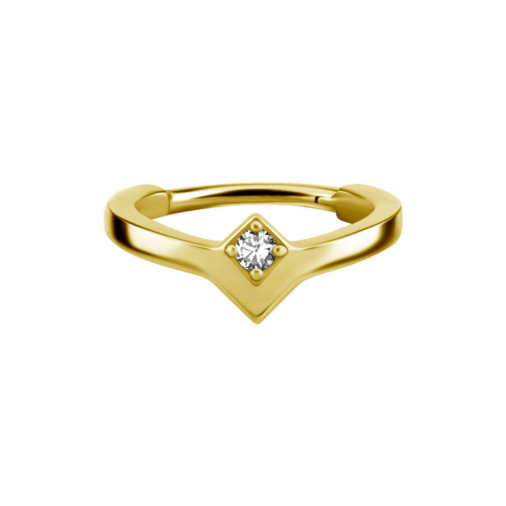 Ring till piercing - 24k-guld Pvd plätering - Clicker - Vit kristall