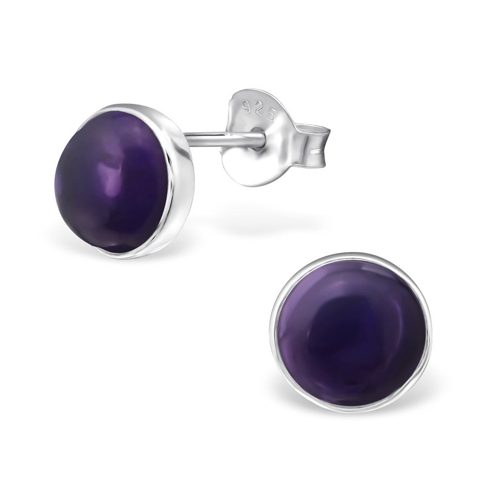 Ametist - Studs - Örhängen i äkta silver