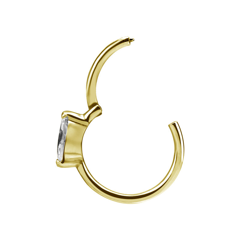 Ring till piercing - 24k-guld plätering - Clicker - vit kristall
