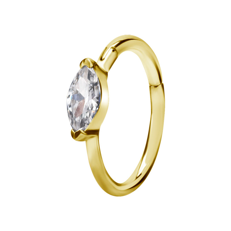 Ring till piercing - 24k-guld plätering - Clicker - vit kristall