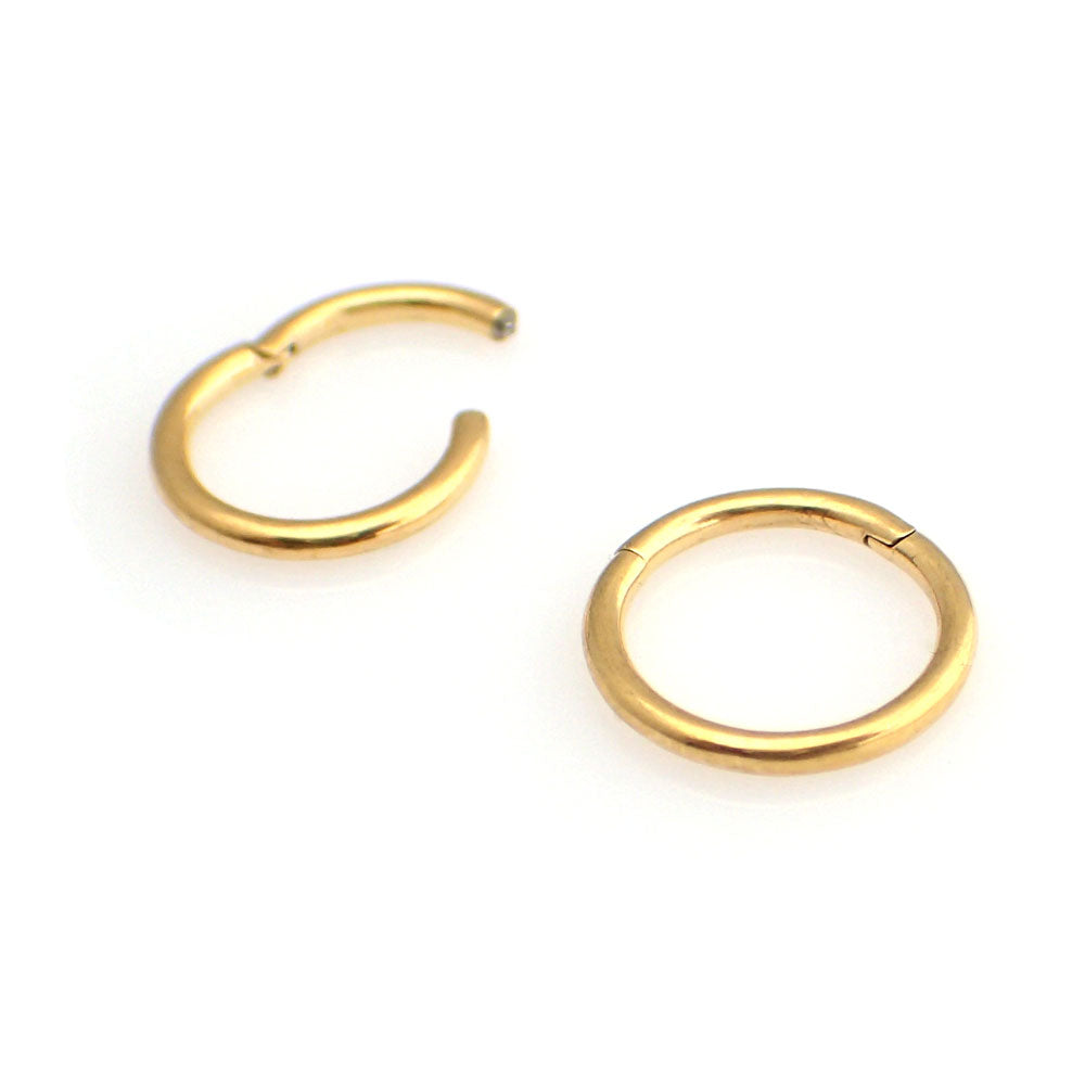Guldring till piercing - Slät ring - Segment clicker - Piercingsmycke i 24k guldpläterat kirurgiskt stål.