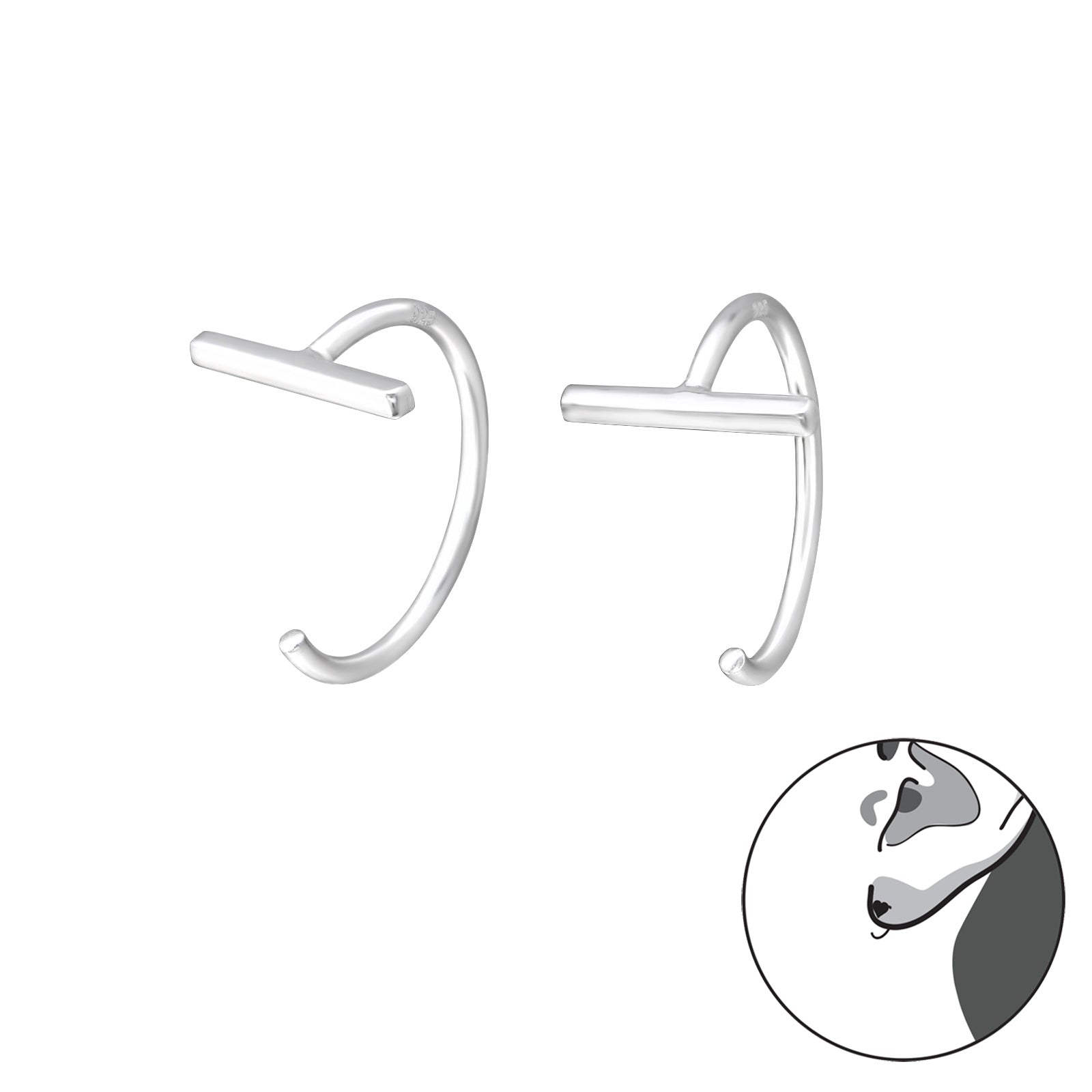 Tunna ringar - Hoops ear huggies - Örhängen i äkta silver