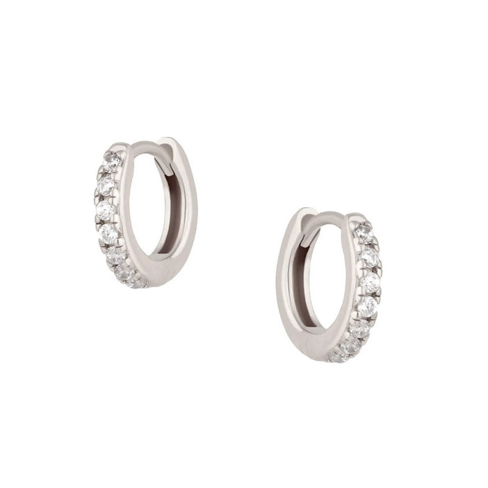 Huggie Hoops - Silverringar med vita kristaller - Örhängen
