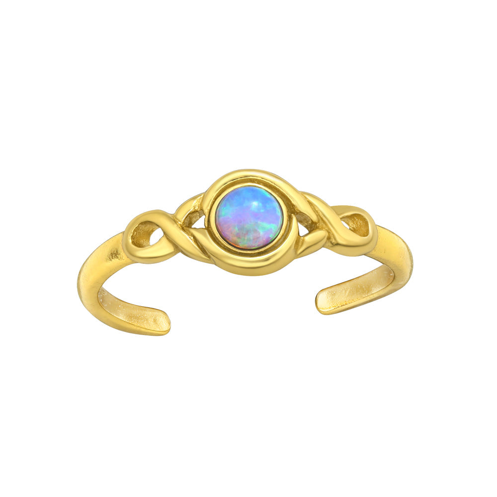Blå opalit - Tåring / fingertoppsring i 18k guldpläterat äkta silver
