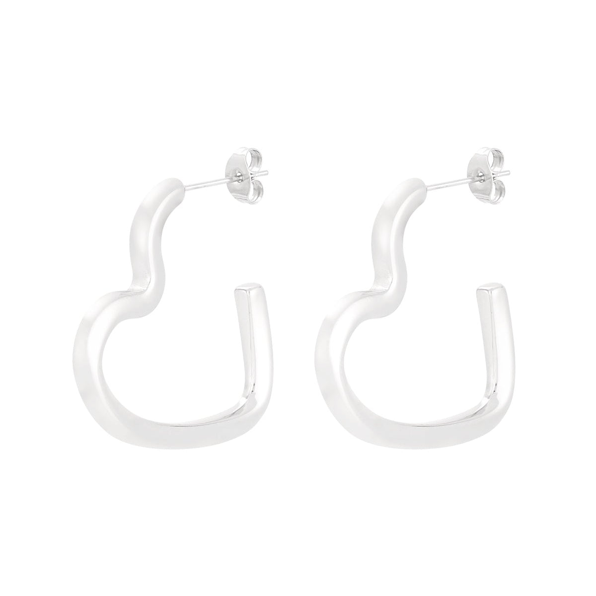 Hjärtan - Stiftörhängen i silvrigt kirurgiskt stål