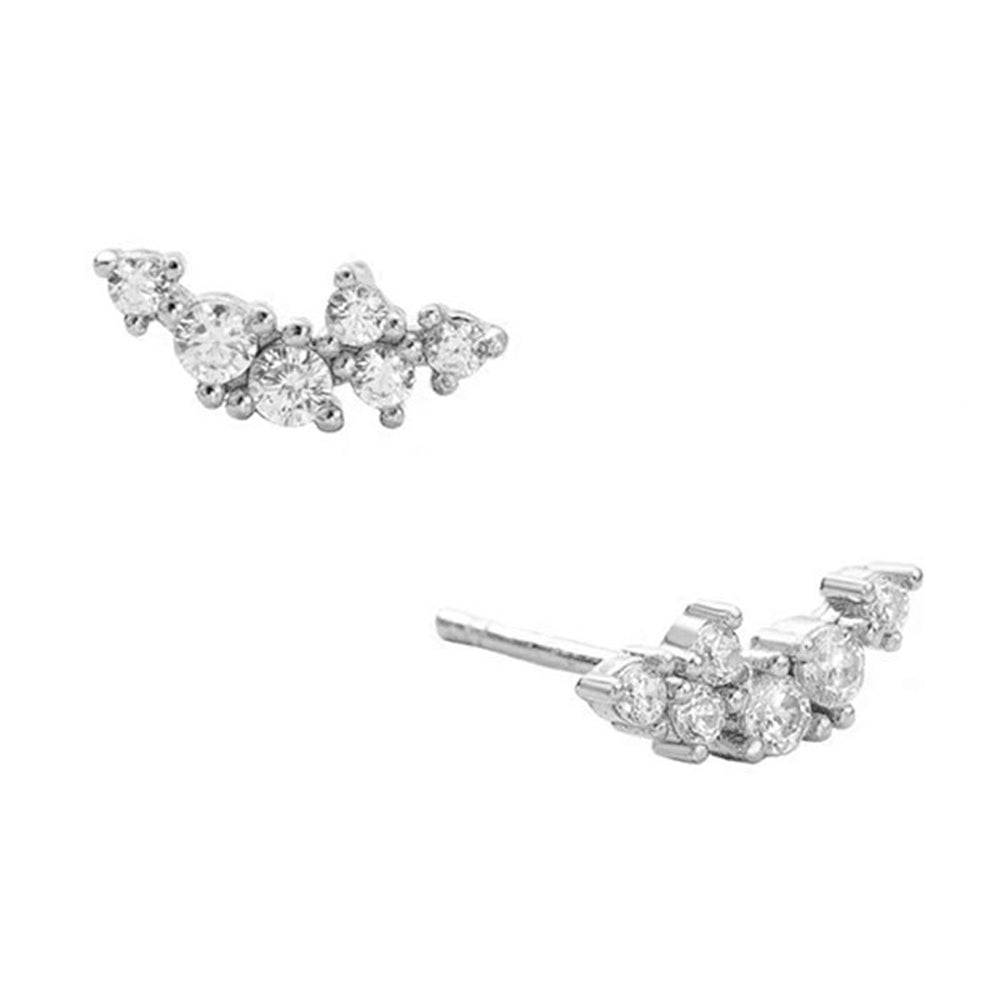 Cluster små vita kristaller - Stiftörhängen - Studs i äkta silver